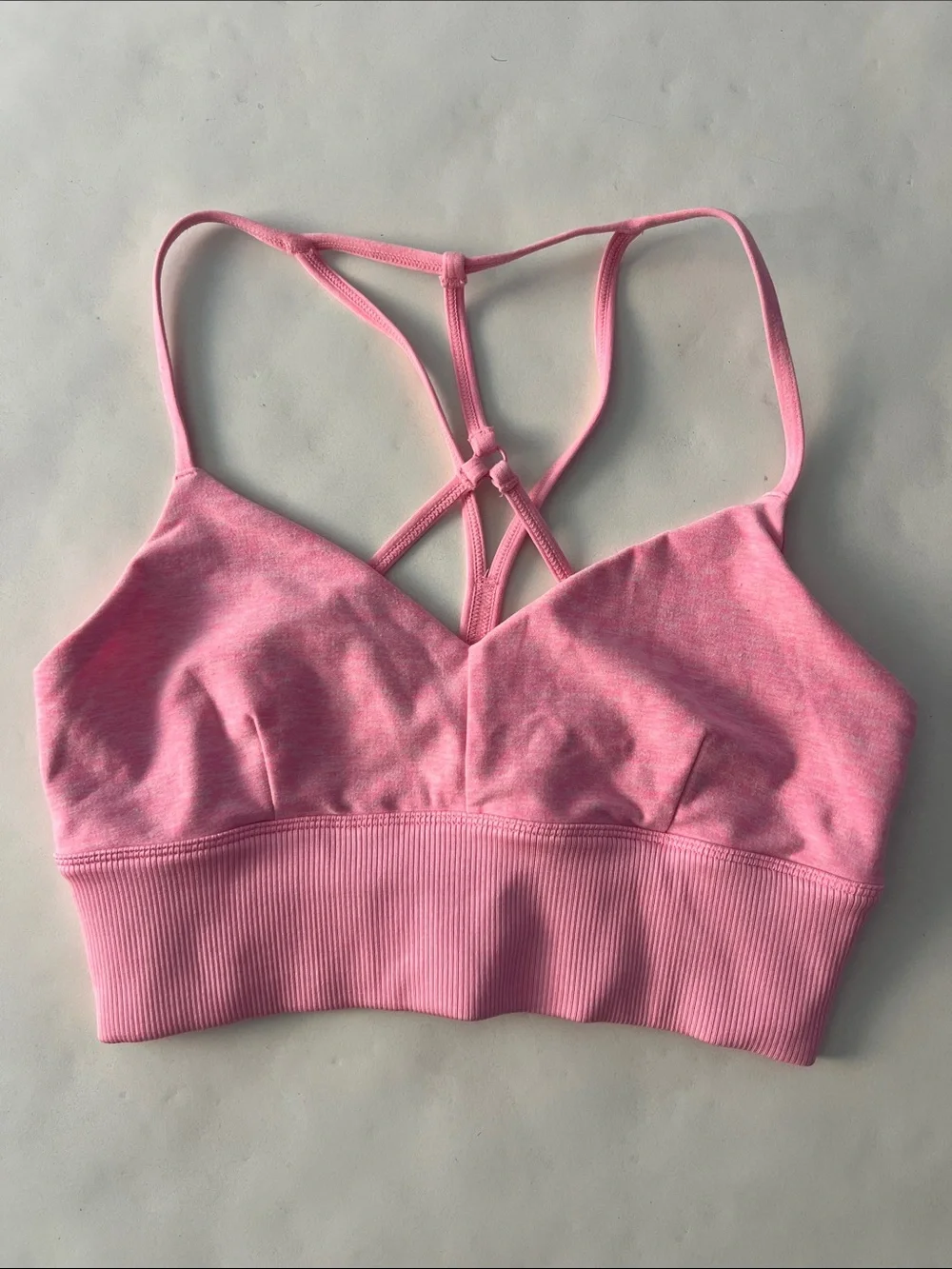 ALO YOGA Alosoft Lavish Sports Bra Macaron Pink Heather Size Small